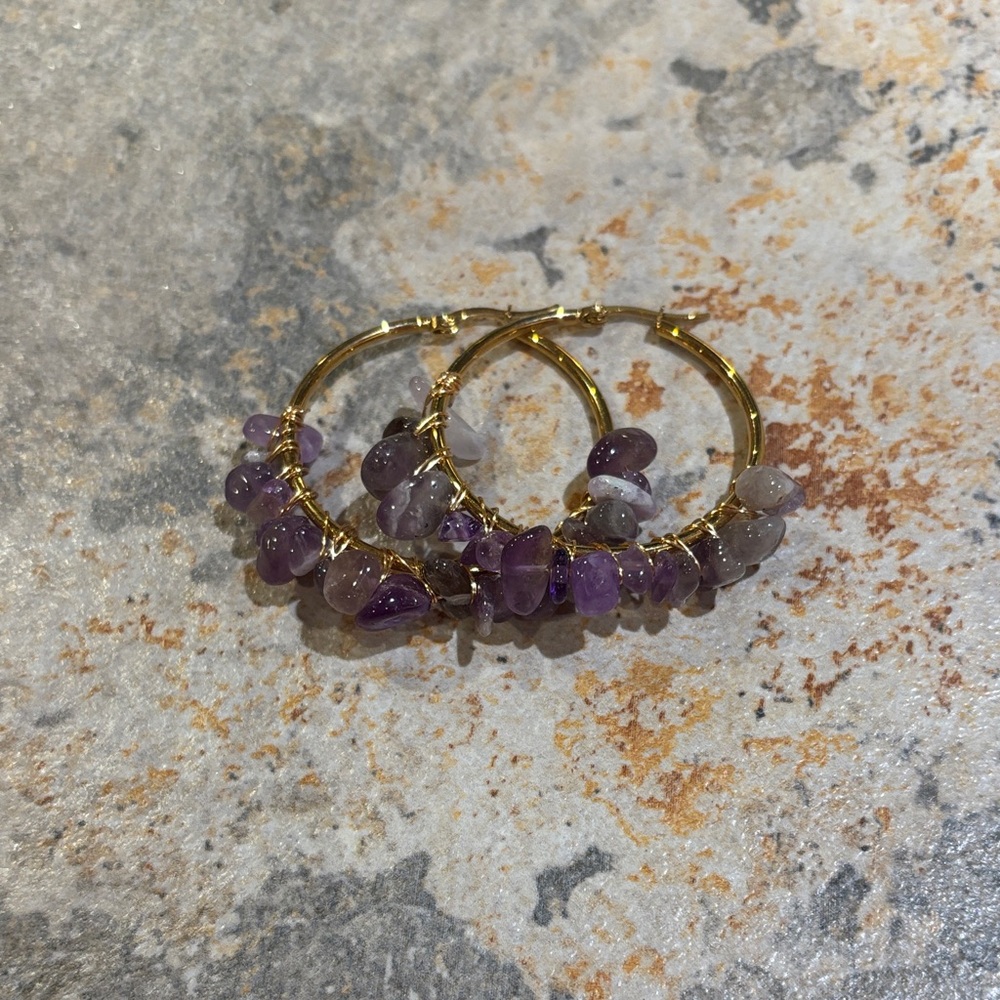 Amethyst  Hoop Earrings